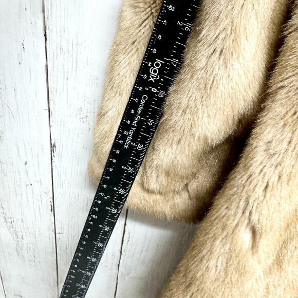 Vintage Coat Unisex Sz 14 Mink Fur Collared Long Sleeve Peacoat Front Pockets - Picture 8 of 11